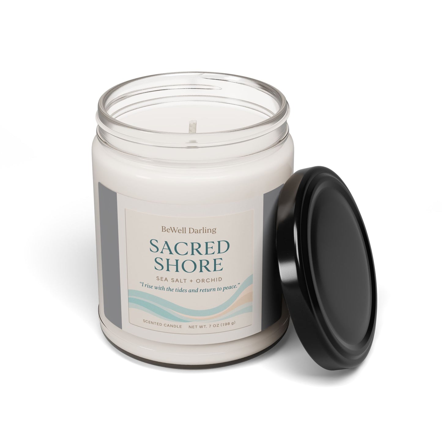 Sacred Shore Sea Salt + Orchid Scented Soy Candle - "I rise with the tides and return to peace"