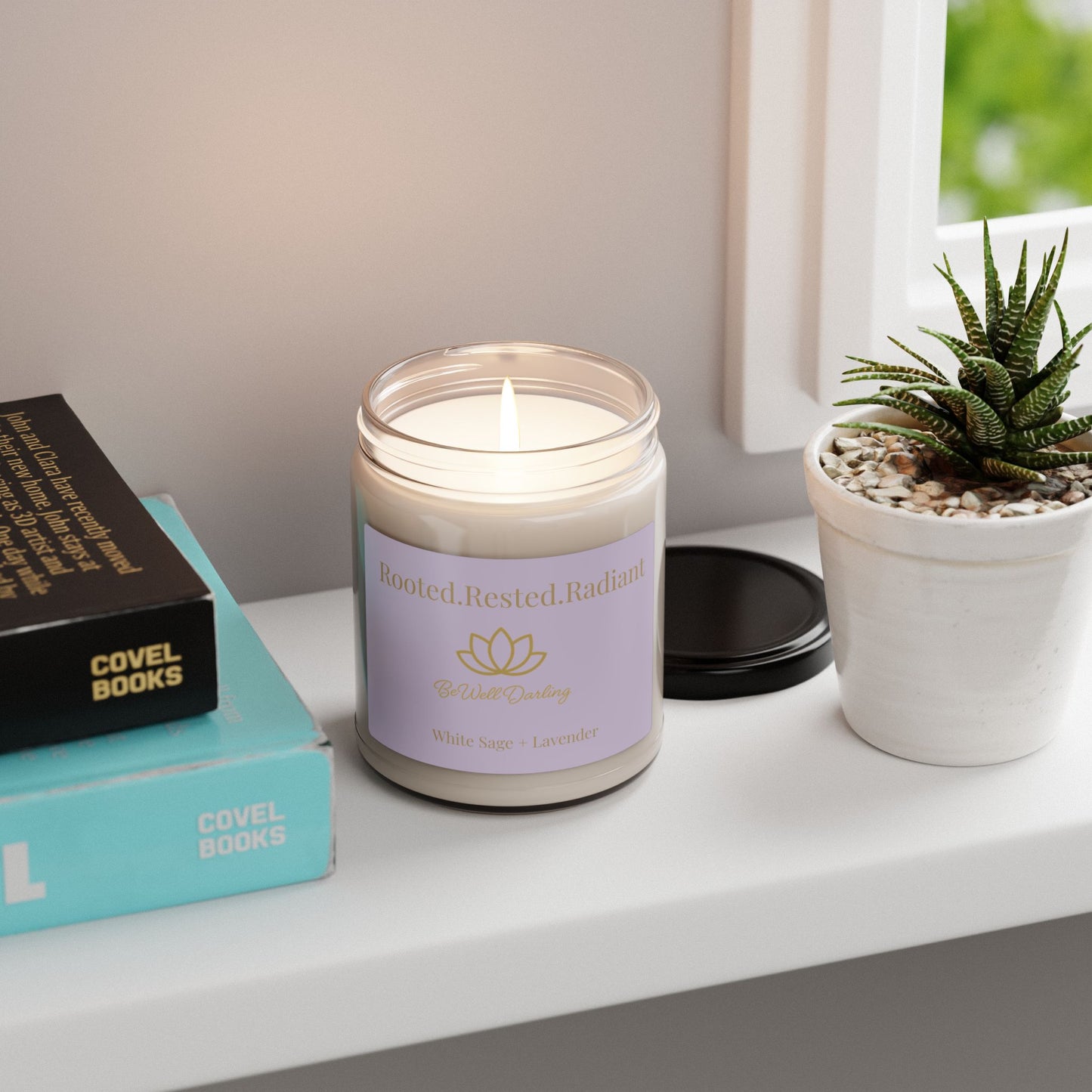 Rooted. Rested. Radiant. White Sage & Lavender Scented Soy Candle, 9oz