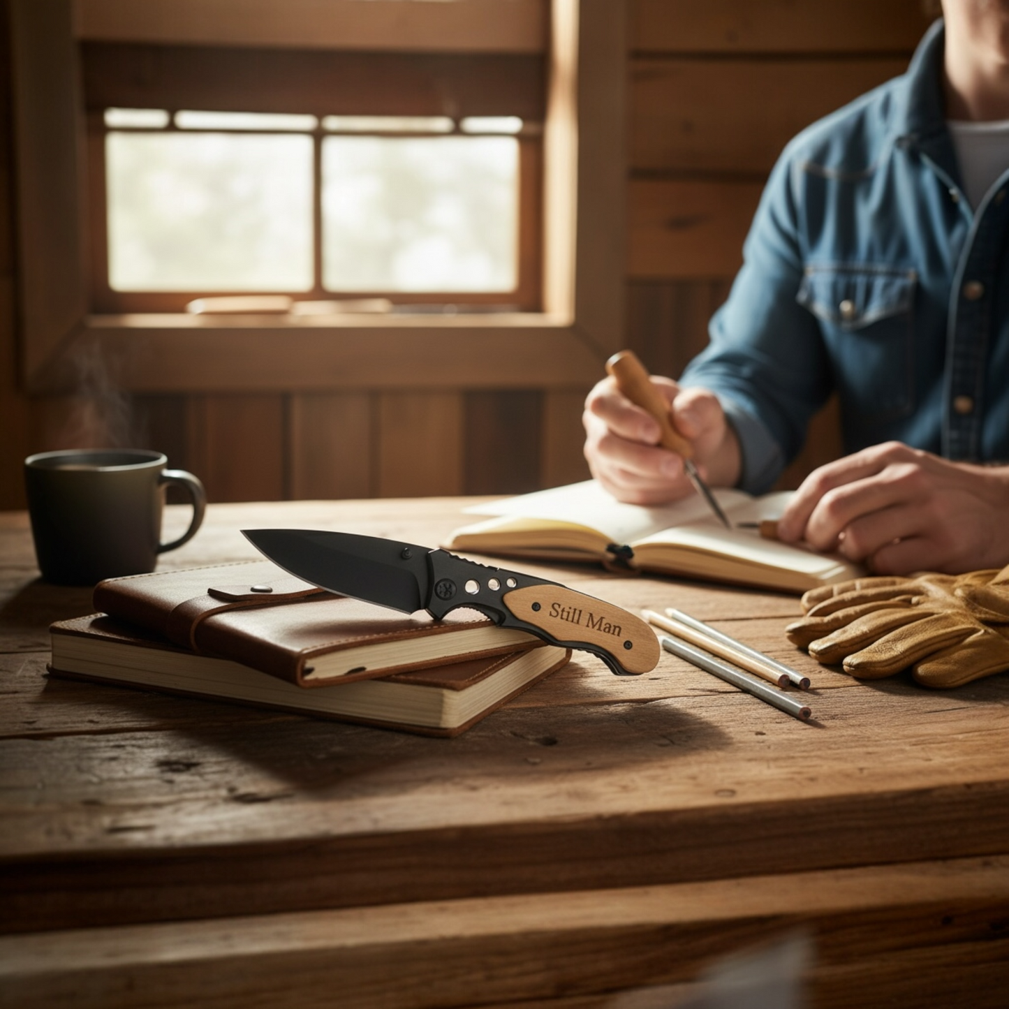 Still Man Engraved Pocket Knife