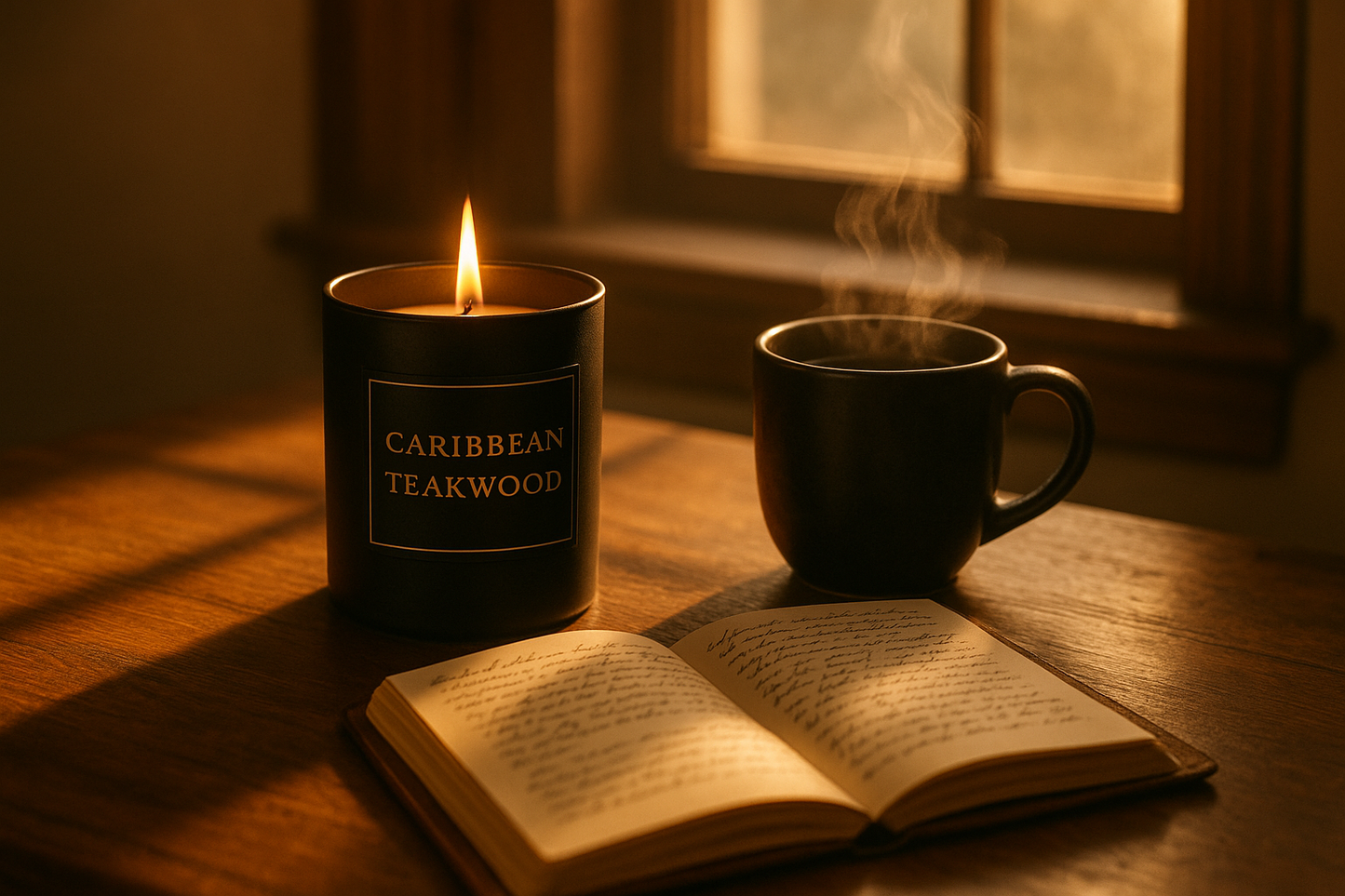 write Caribbean Teakwood on the black candle. Keep everything else the same