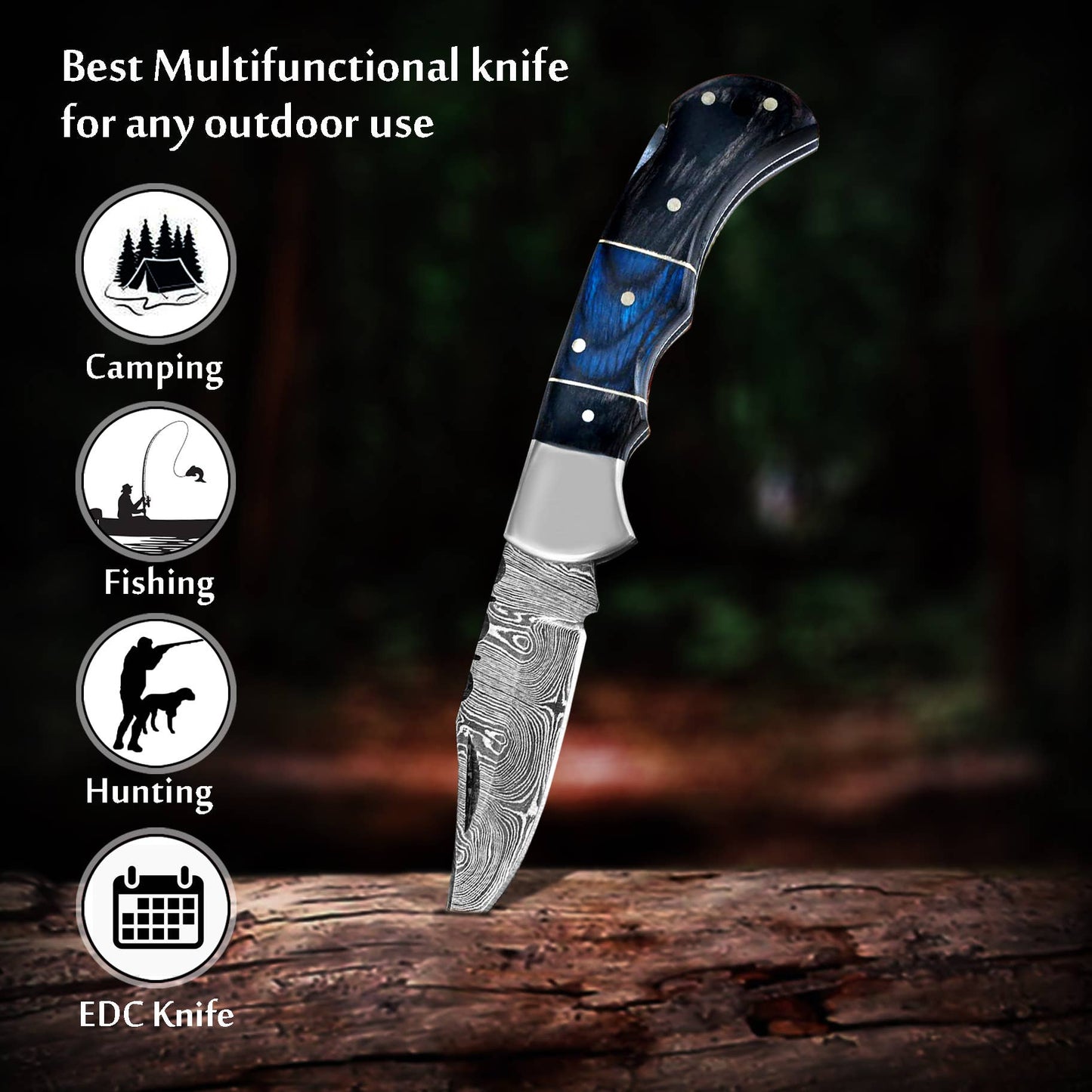 Damascus Steel Folding Knife