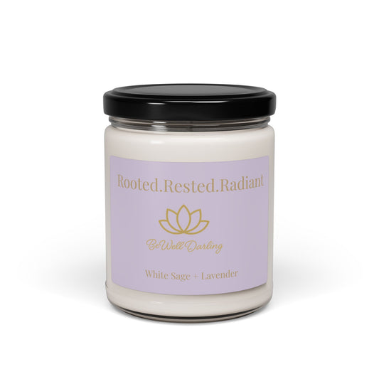 Copy of Rooted. Rested. Radiant.  White Sage & Lavender Scented Soy Candle, 9oz