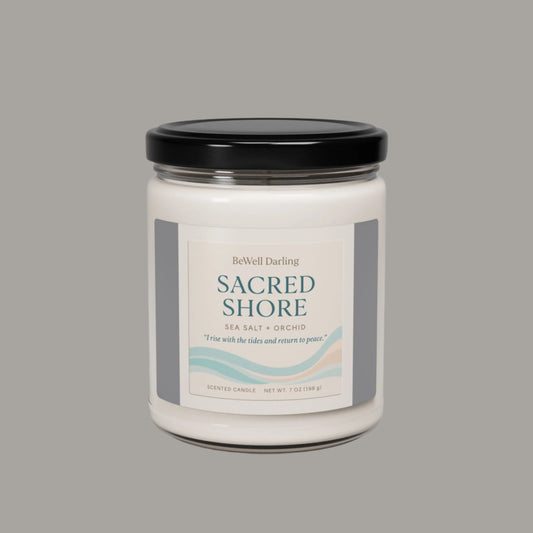 Sacred Shore Sea Salt + Orchid Scented Soy Candle - "I rise with the tides and return to peace"