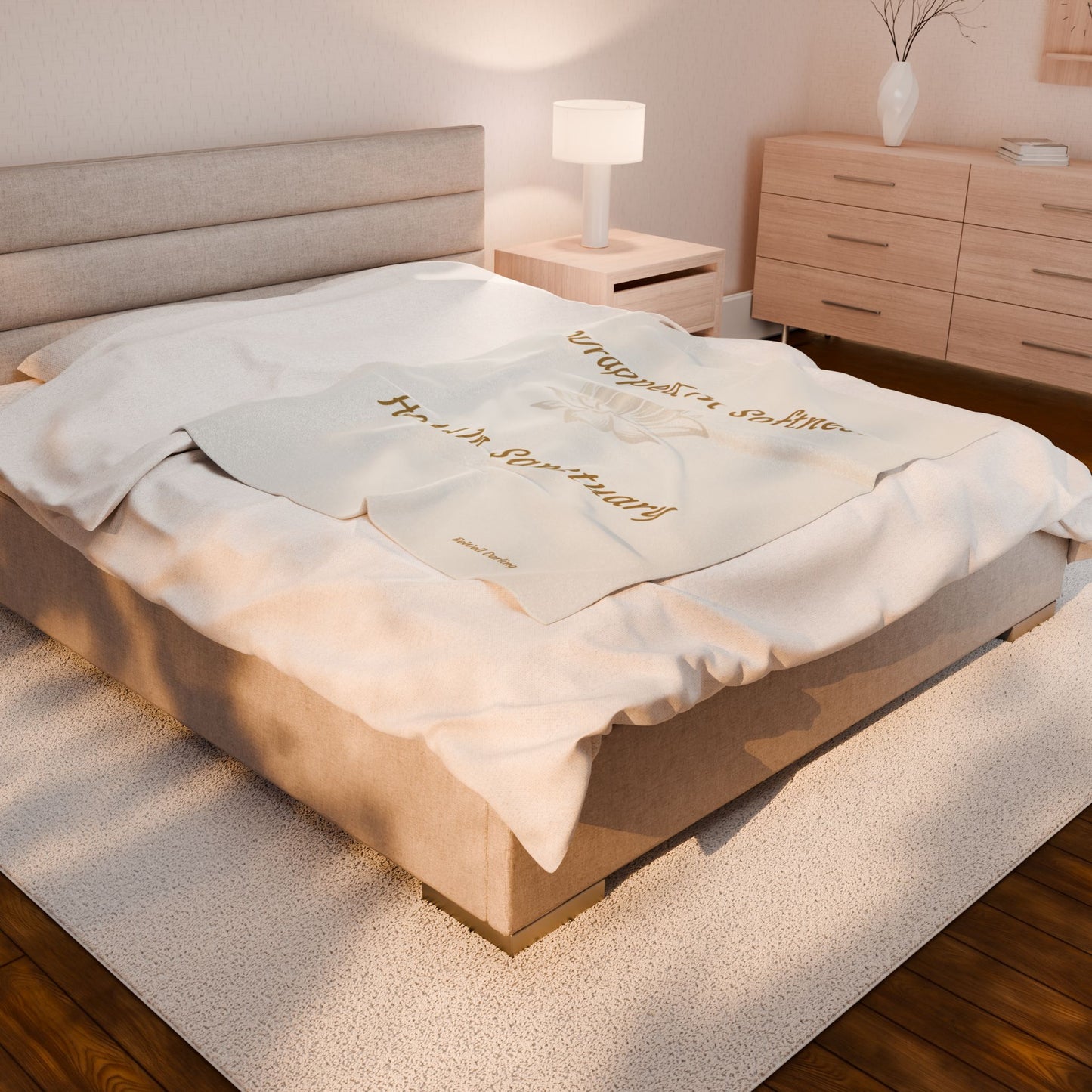 Wrapped In Softness, Held In Sanctuary- Ivory Lotus Blanket