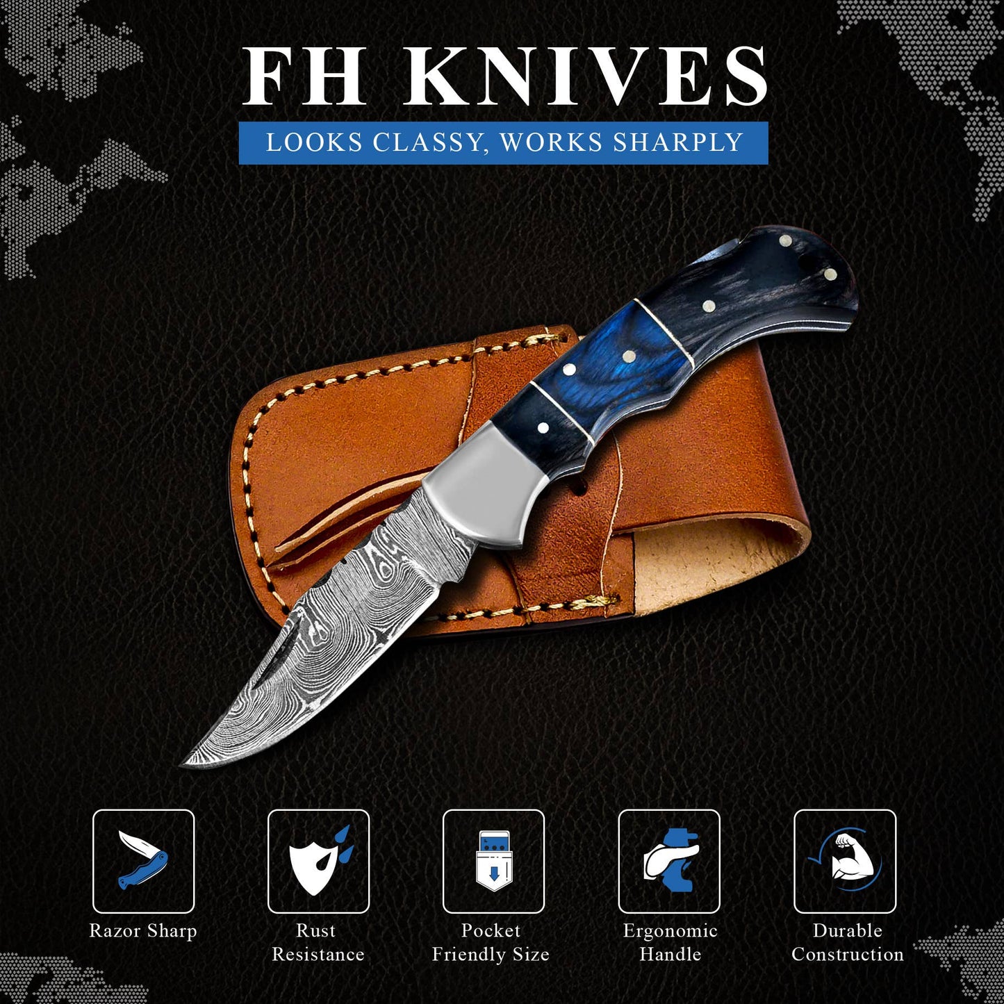 Damascus Steel Folding Knife
