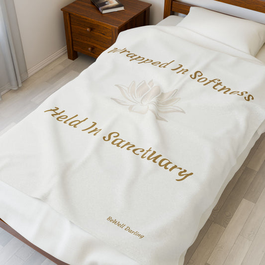 Wrapped In Softness, Held In Sanctuary- Ivory Lotus Blanket