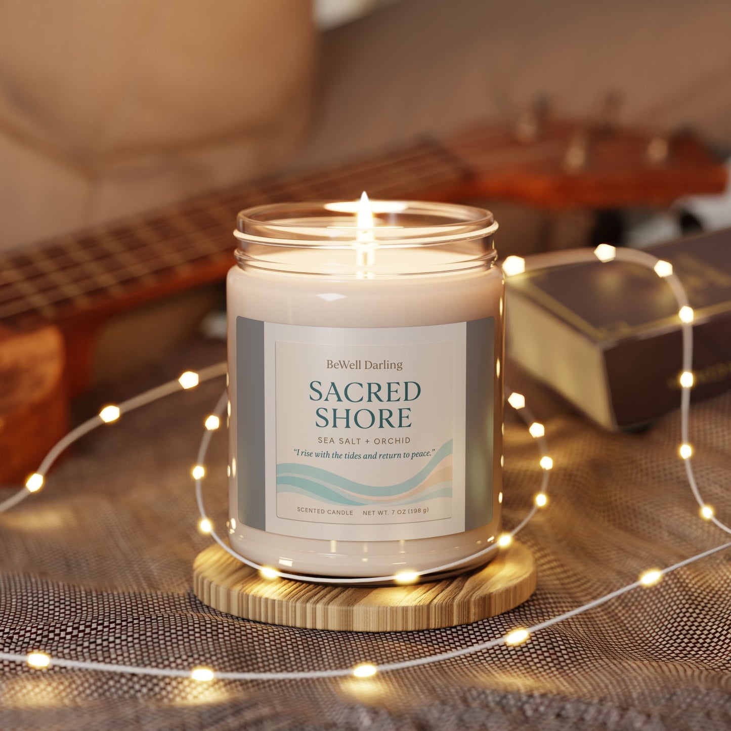 Sacred Shore Sea Salt + Orchid Scented Soy Candle - "I rise with the tides and return to peace"