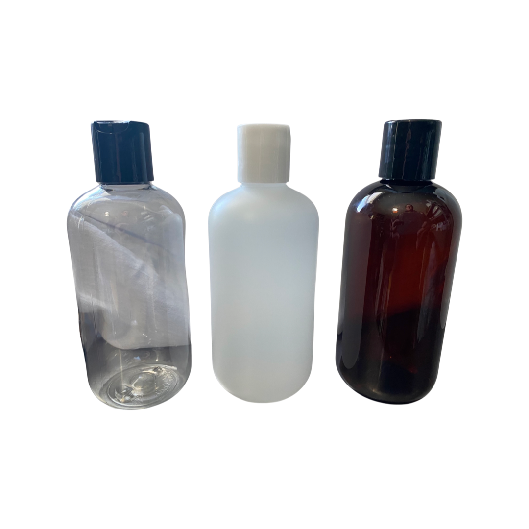 8 oz Unlabeled Creamy Body Lotion (amber bottle) - Ready to label: Black pump / Amber / Mahogany teakwood