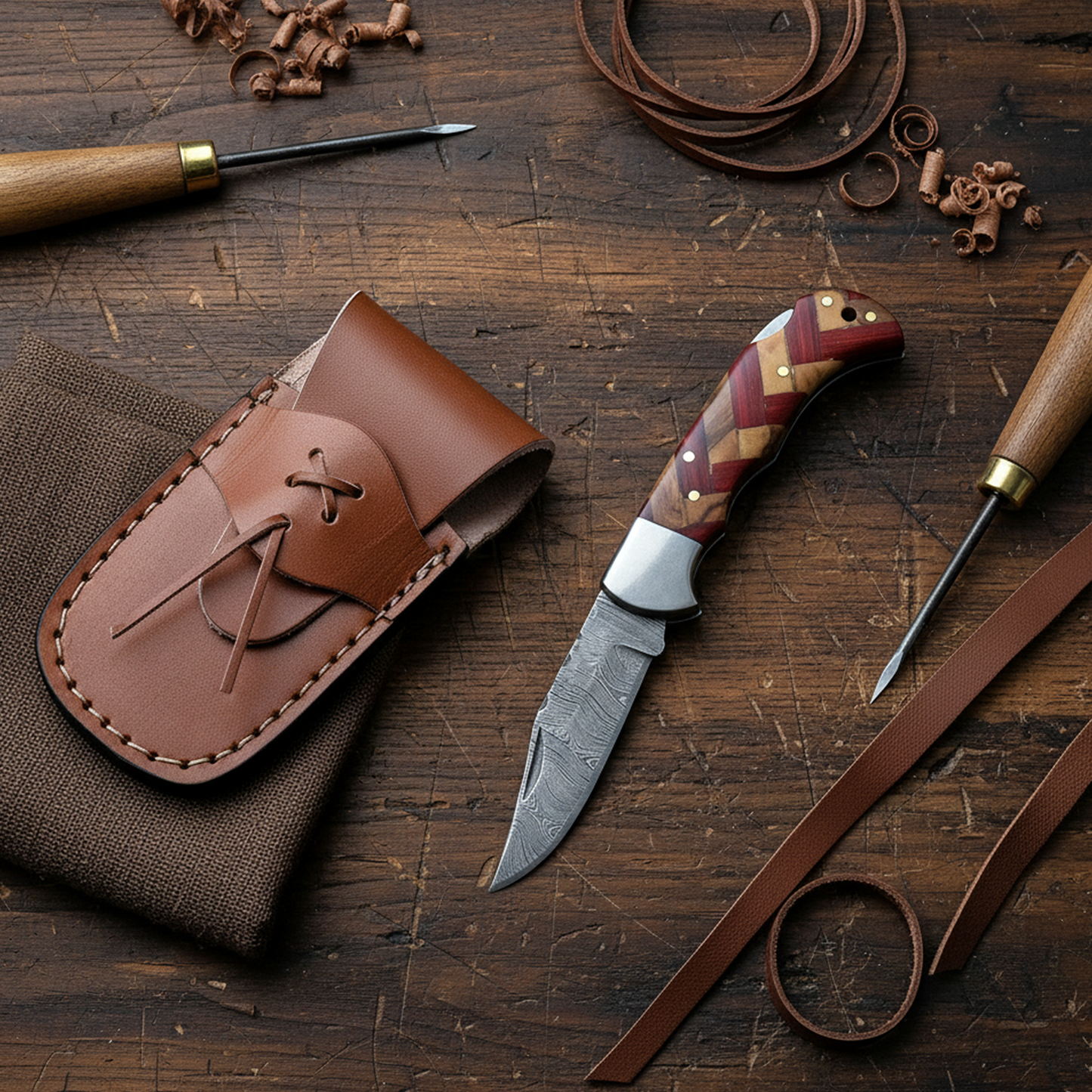Still Man Hammer Forged Damascus Knife