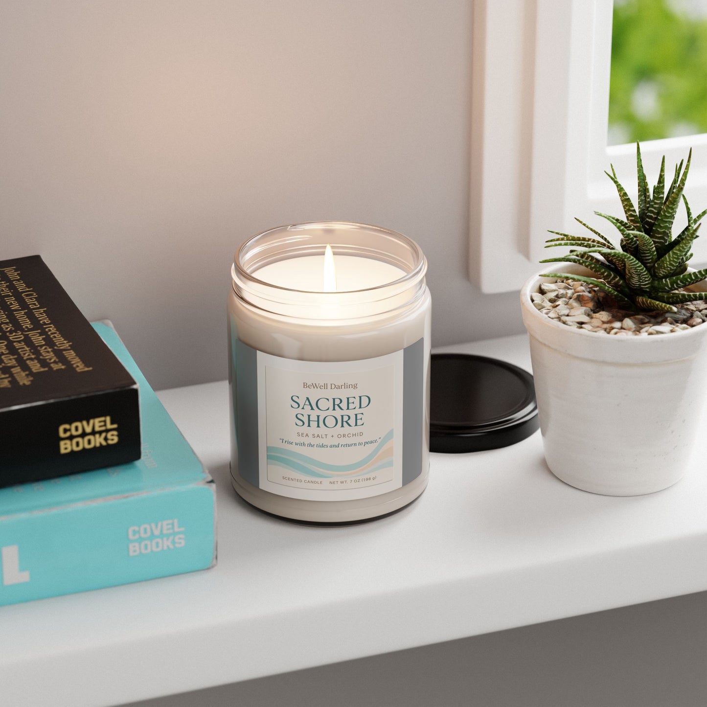 Sacred Shore Sea Salt + Orchid Scented Soy Candle - "I rise with the tides and return to peace"