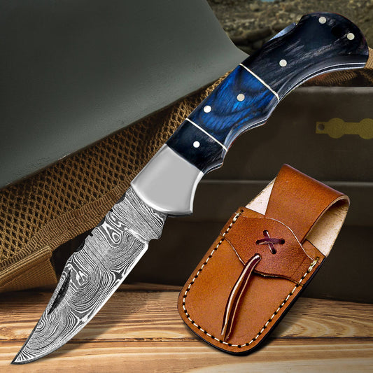 Damascus Steel Folding Knife