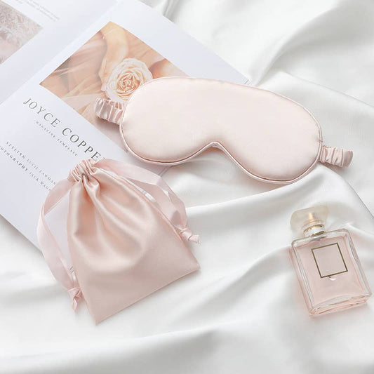 Silk Eye Mask with Pouch : Pink
