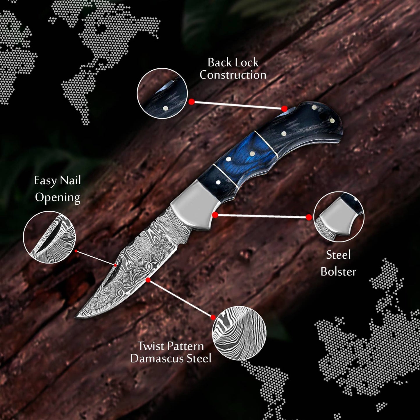 Damascus Steel Folding Knife