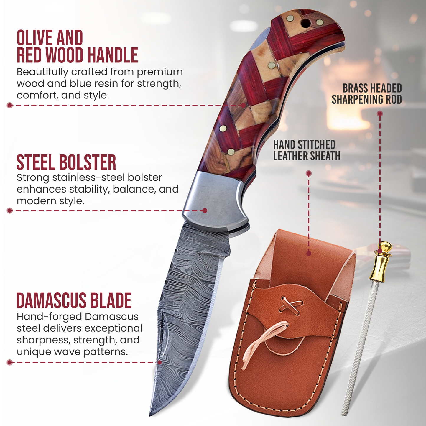 Still Man Hammer Forged Damascus Knife