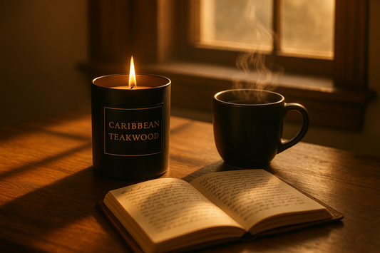 write Caribbean Teakwood on the black candle. Keep everything else the same 